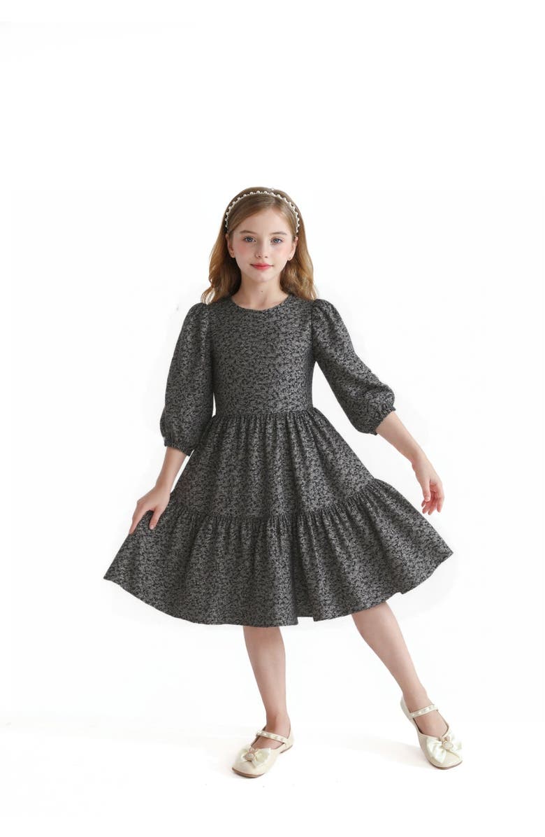 Sweet Cactus Tiered Floral Dress, Alternate, color, Black