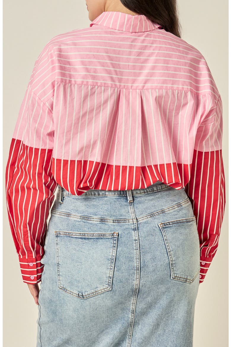 Colorblock Striped Shirt, Alternate, color, PINK/ RED