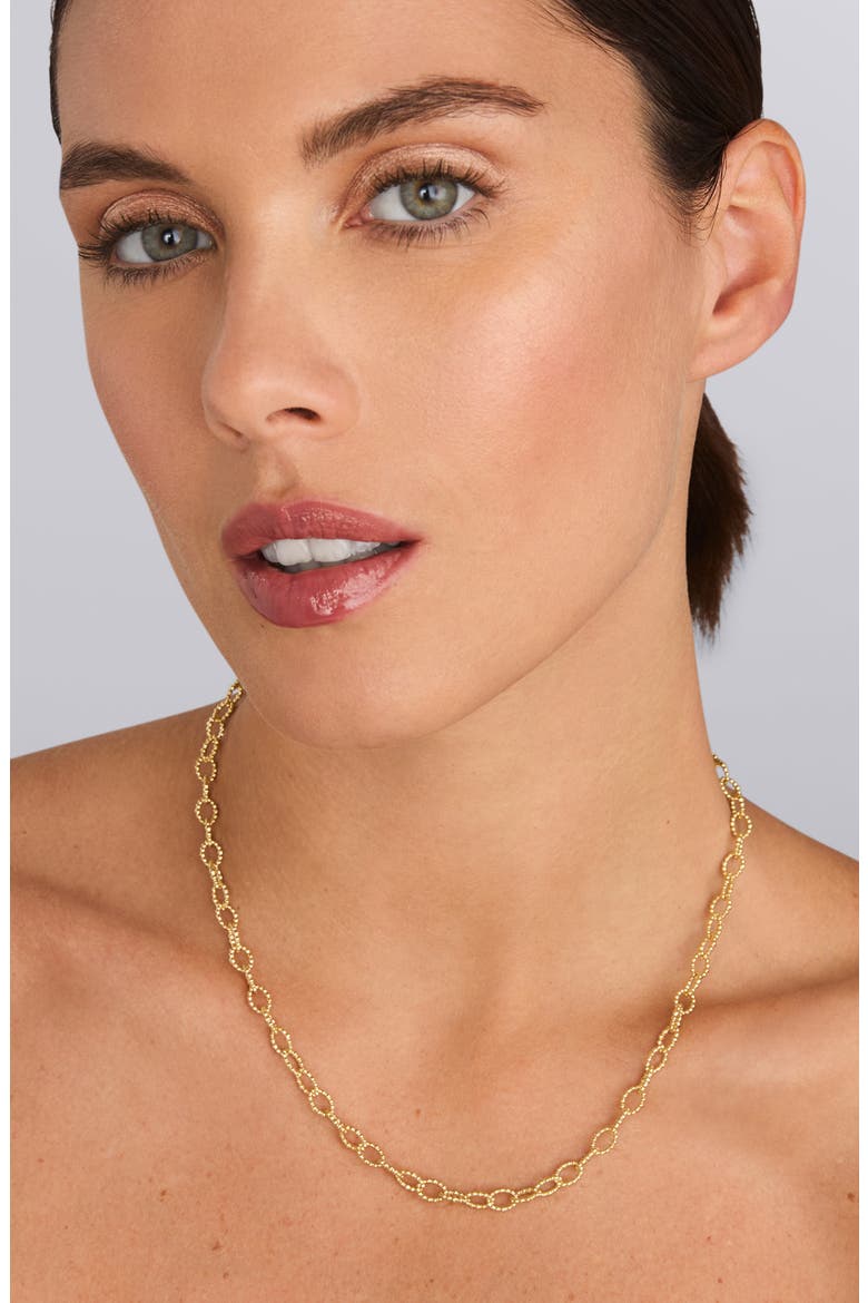 Caviar Gold Fluted Oval Link Necklace, Alternate, color, GOLD