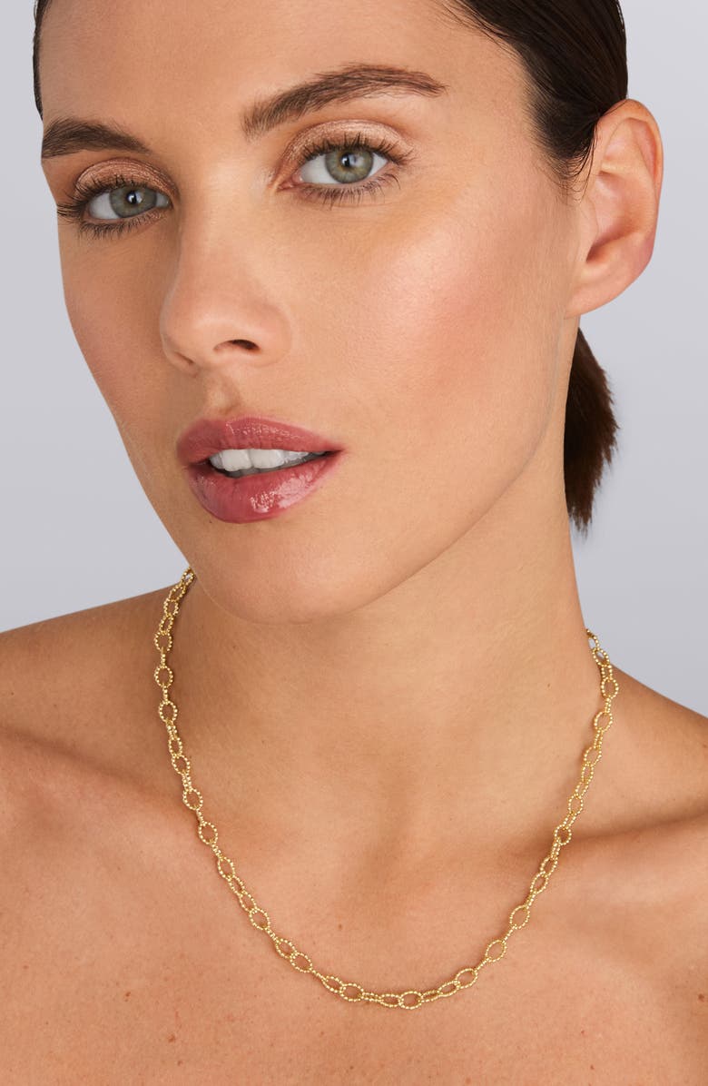 LAGOS Caviar Gold Fluted Oval Link Necklace, Alternate, color, Gold
