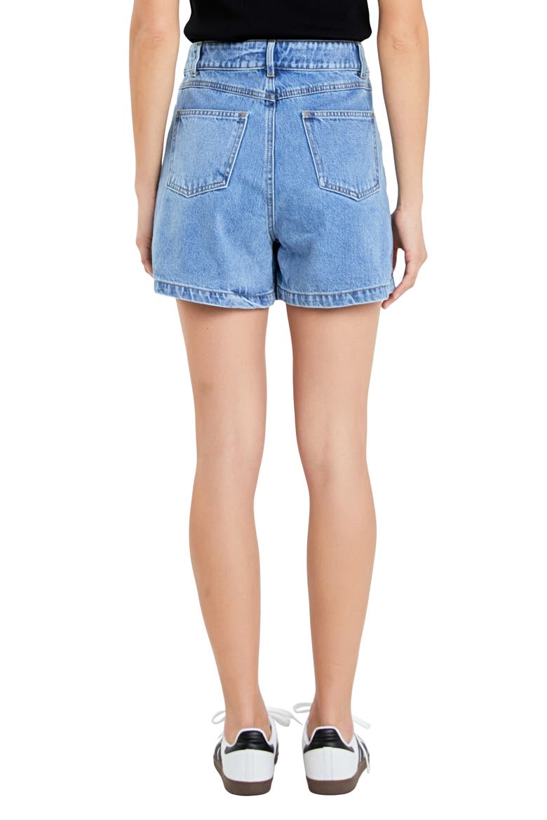High Waist Button Front Denim Skort, Alternate, color, DENIM