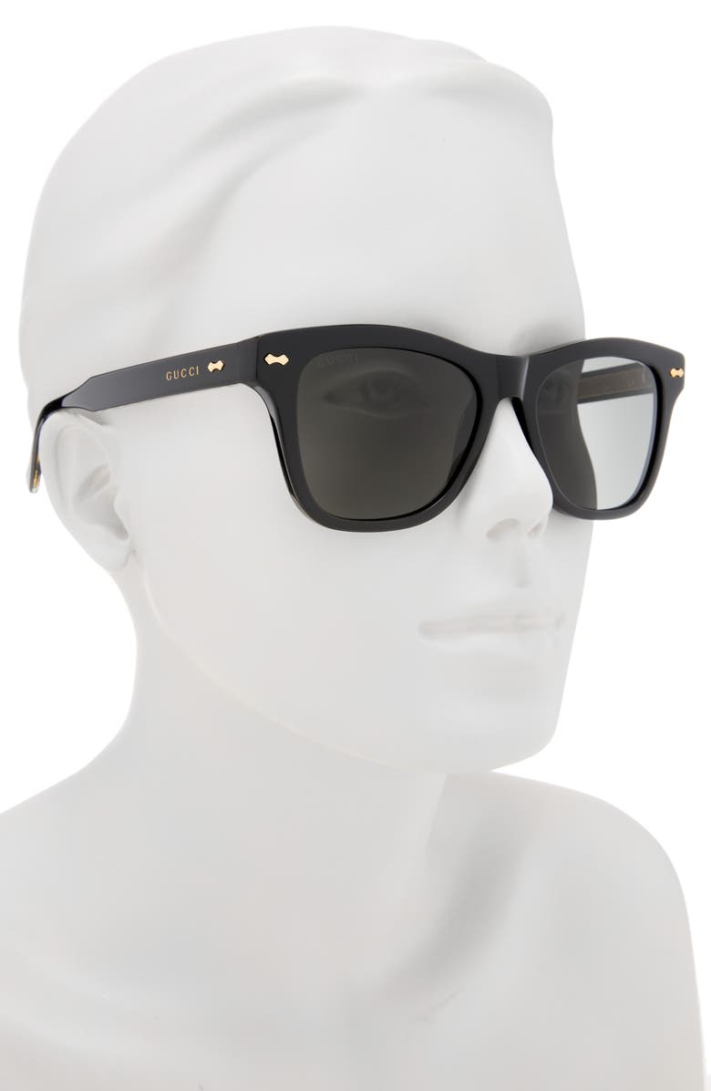 Gucci 53mm Round Sunglasses, Alternate, color, Black Black Grey