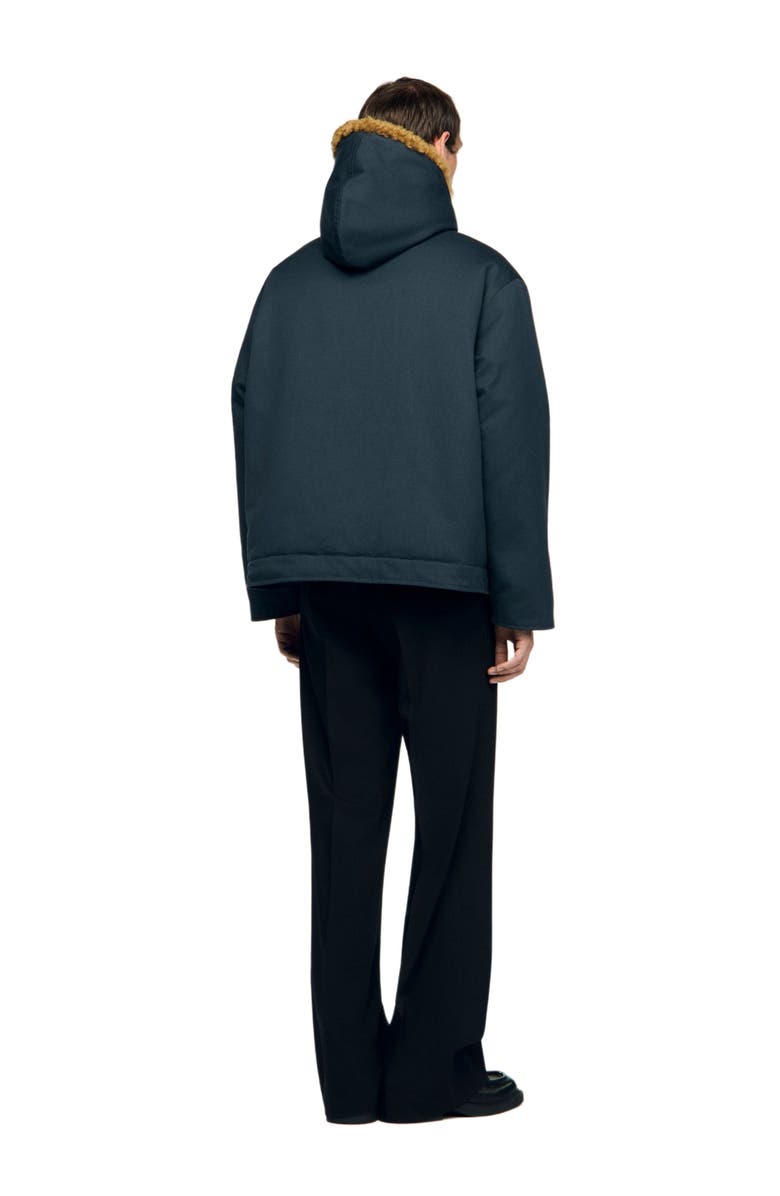 SANDRO Hooded cotton parka, Alternate, color, Chambray