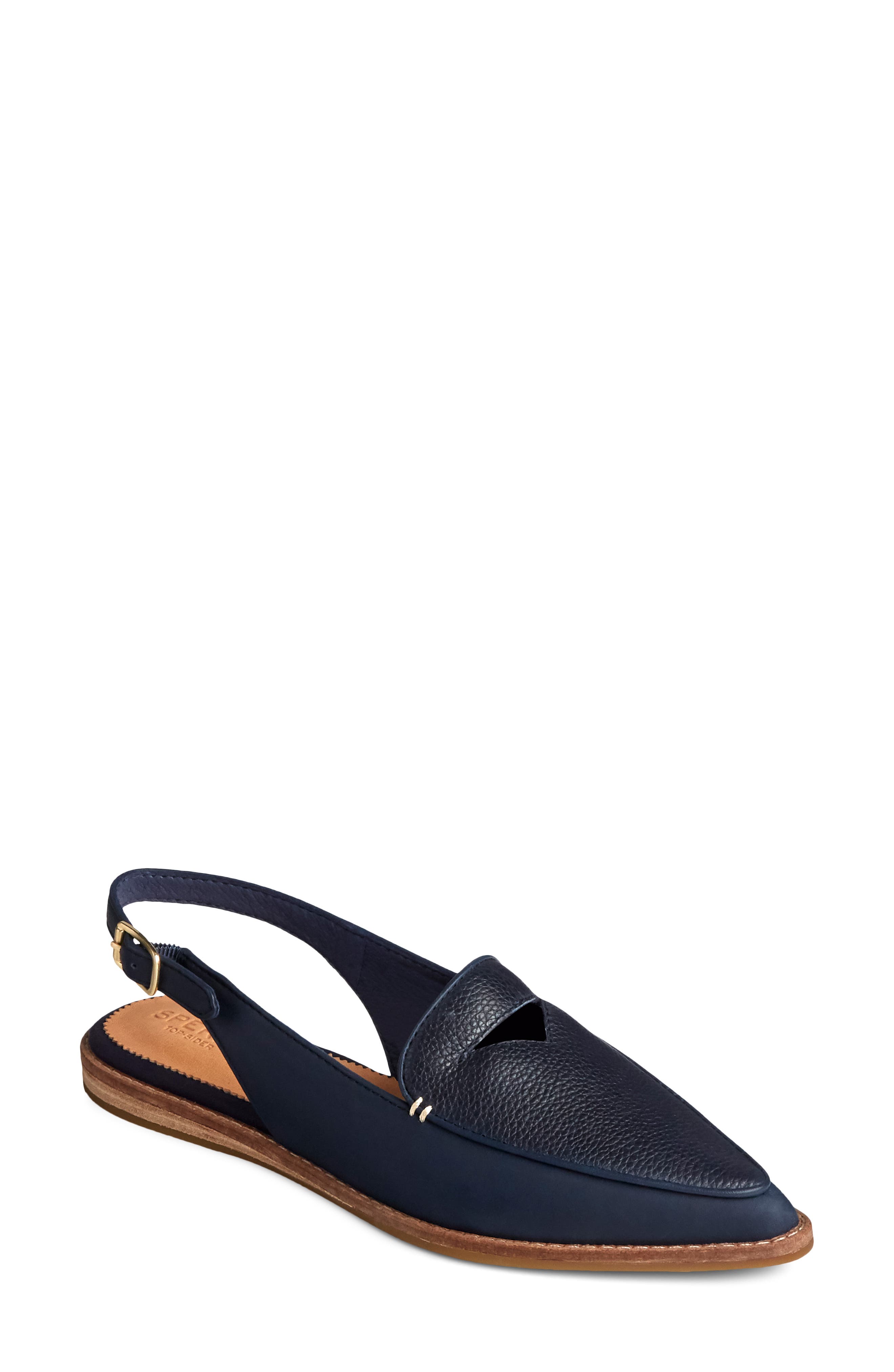 Saybrook Slingback Mule, Main, color, NAVY TUMBLED LEATHER
