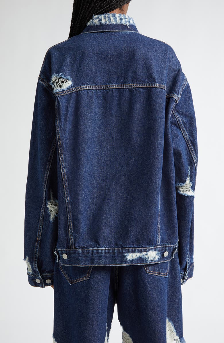 Acne Studios Robert Distressed Denim Trucker Jacket, Alternate, color,
