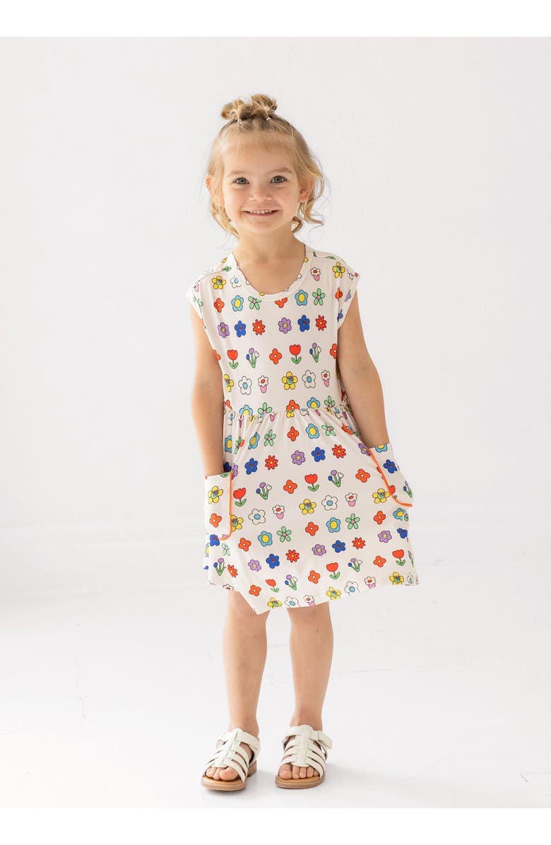 Mabel + Honey Little Garden Parade Cap Sleeve Dress, Alternate, color, Ivory