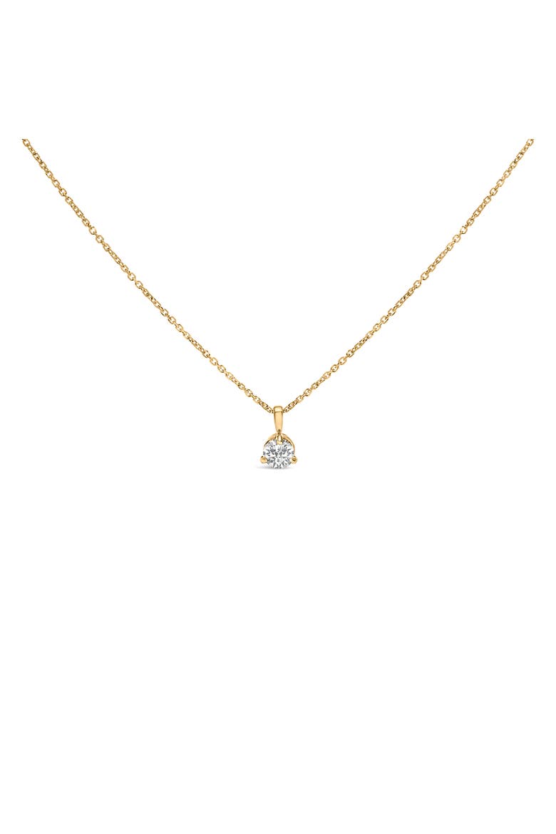 14K Yellow Gold 3/8 Cttw 3 Prong Martini Set Diamond Solitaire Pendant Necklace, Main, color, Yellow