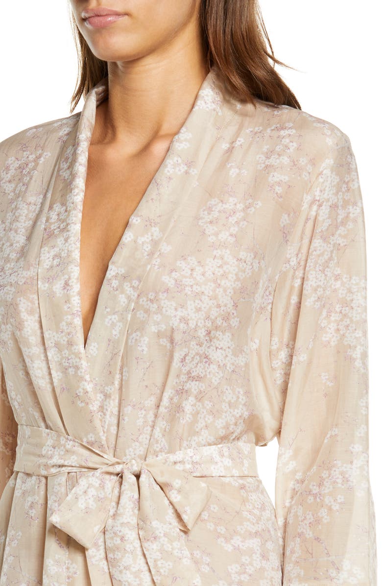Papinelle Cherry Blossom Cotton & Silk Robe, Alternate, color,
