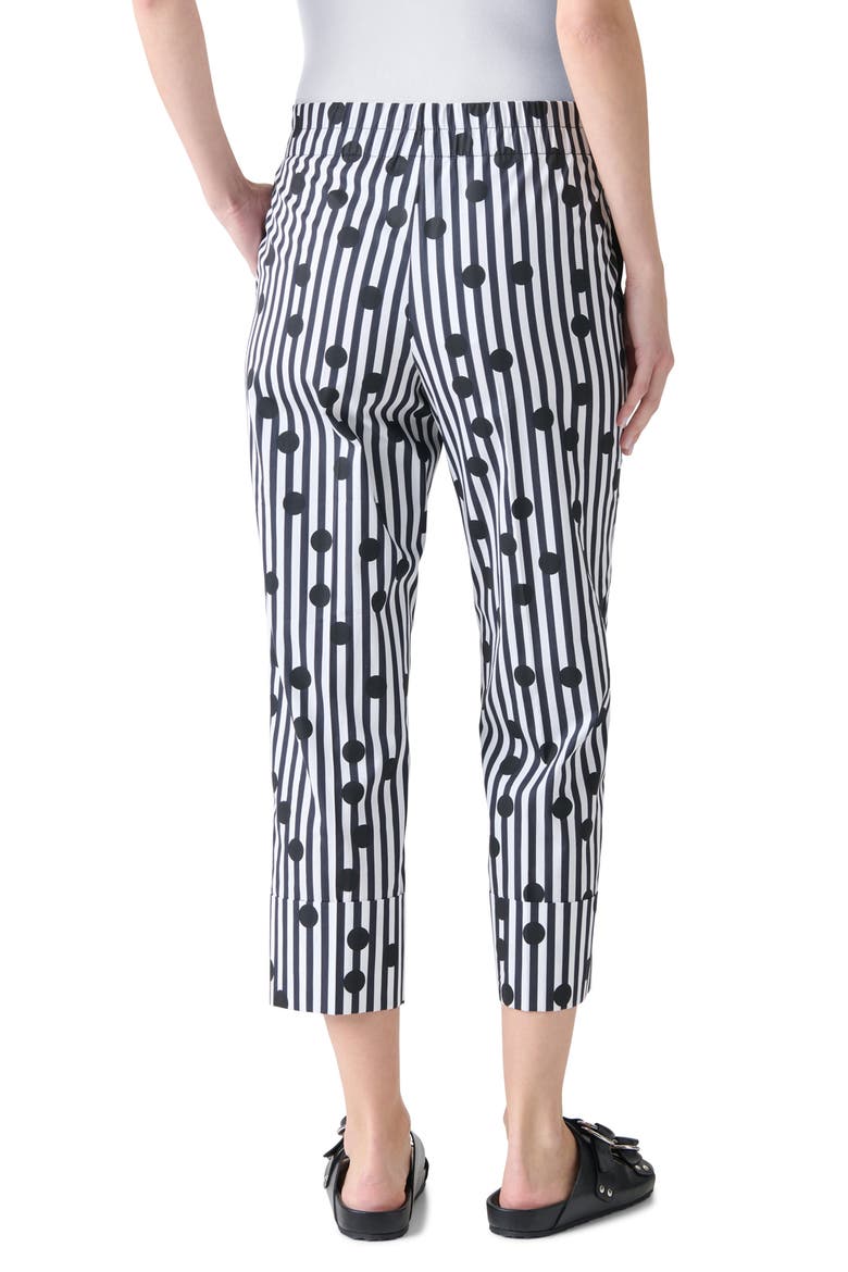Farrell Cuffed Polka Dot Stripe Cotton Poplin Crop Pants, Alternate, color, CREAM-BLACK