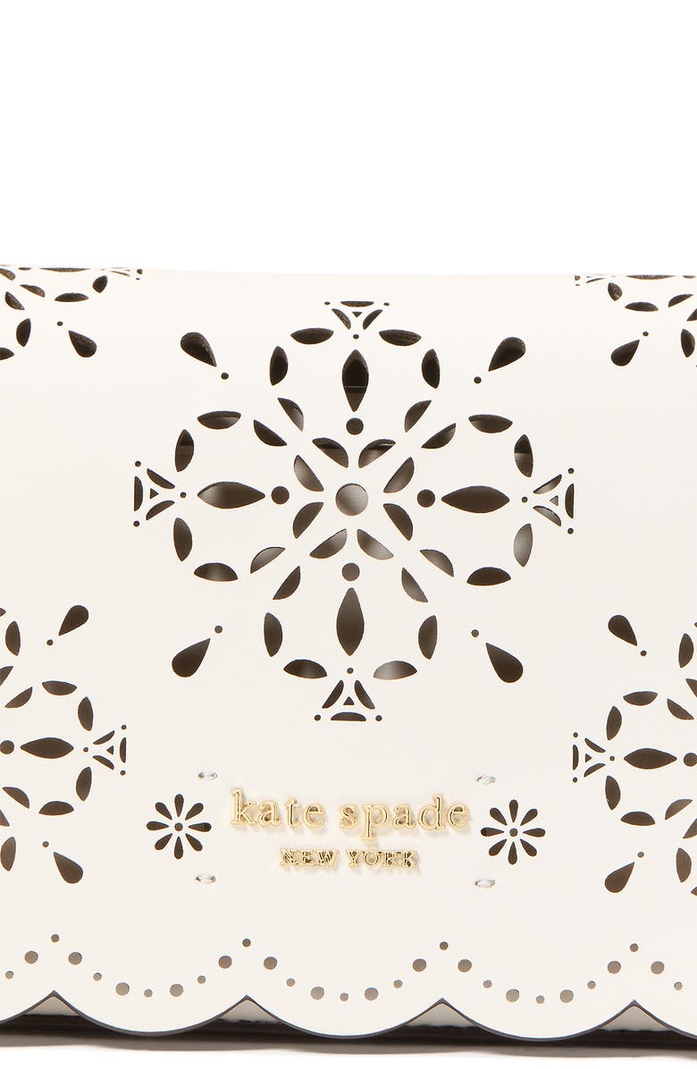 Kate Spade New York serena spade floral perforated leather crossbody bag, Alternate, color,