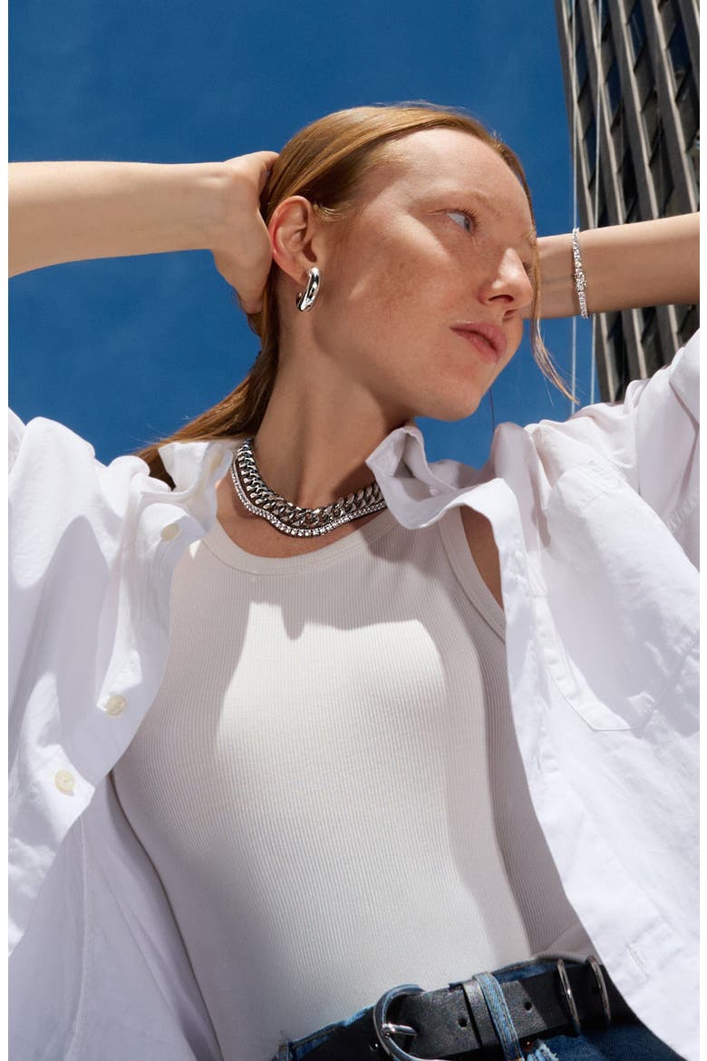 Tennis Choker Necklace, Alternate, color, Silver