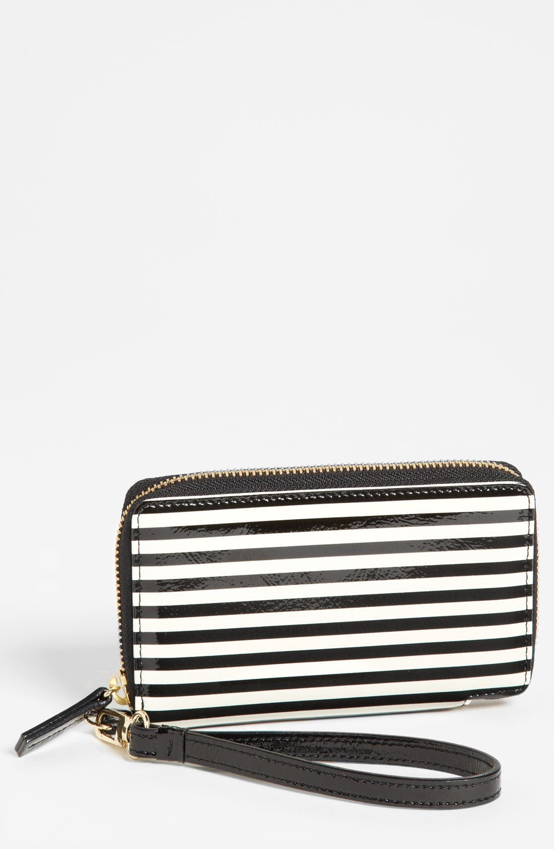 'Cassie Stripe' Phone Wristlet, Main, color, IVORY/ BLACK