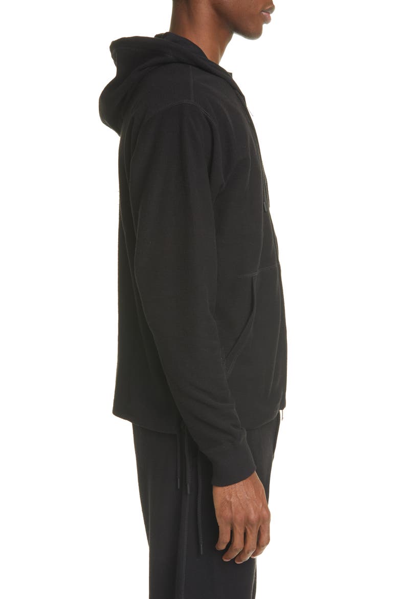 Laced Zip Front Hoodie, Alternate, color, BLACK BLACK