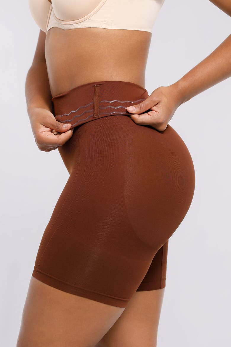 Everyday High Waist Shaping Shorts, Alternate, color, Brown