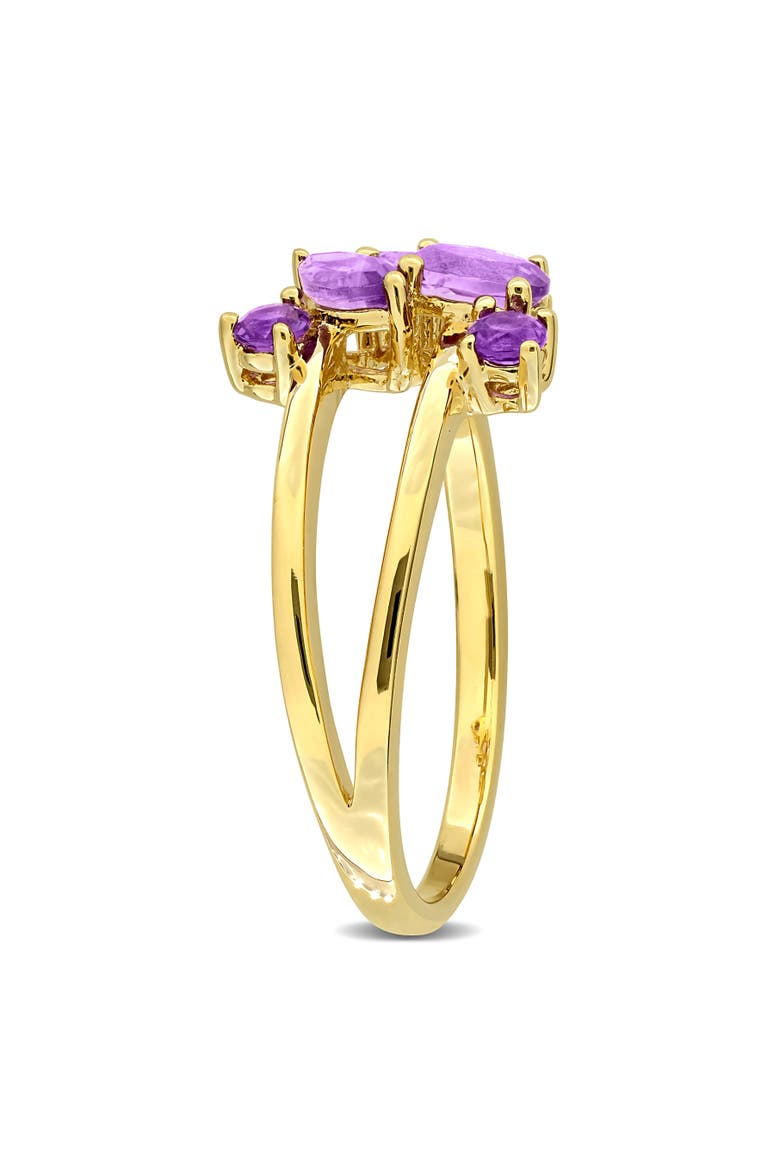 Gemstone Multi-Cut Cluster Ring, Alternate, color, Amethyst/Yellow-Plated Silver