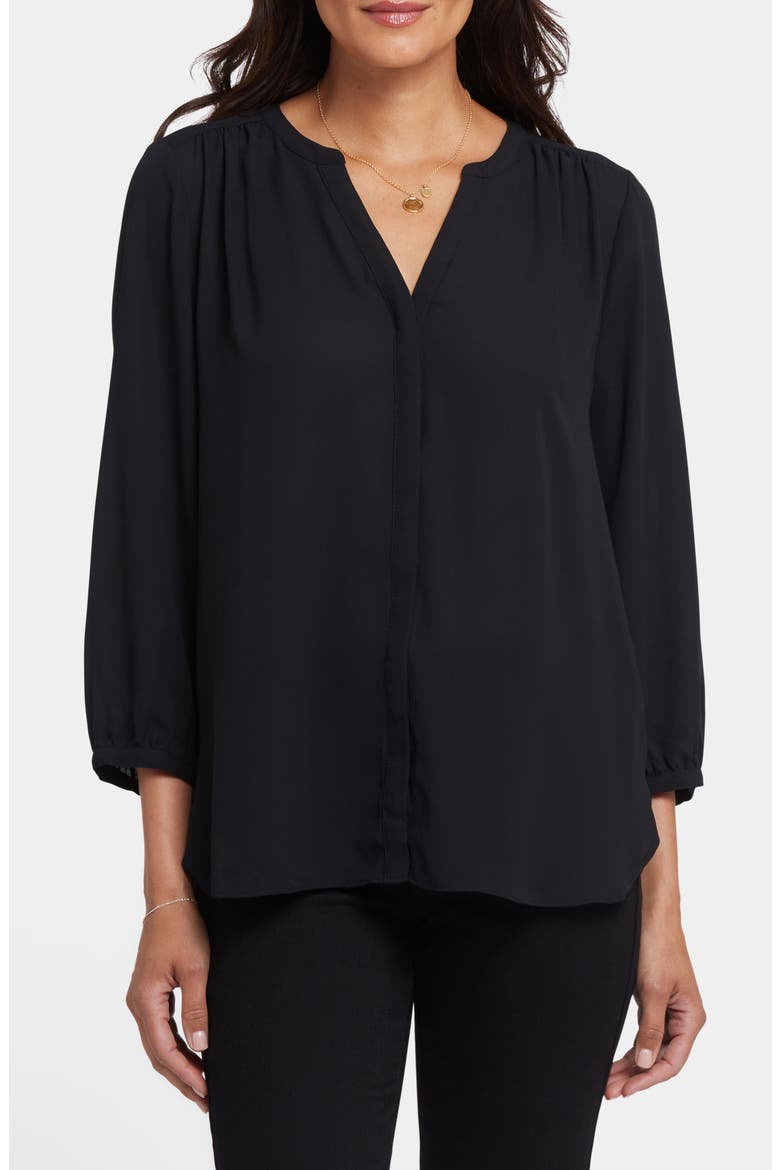 Pintuck Blouse, Main, color, BLACK