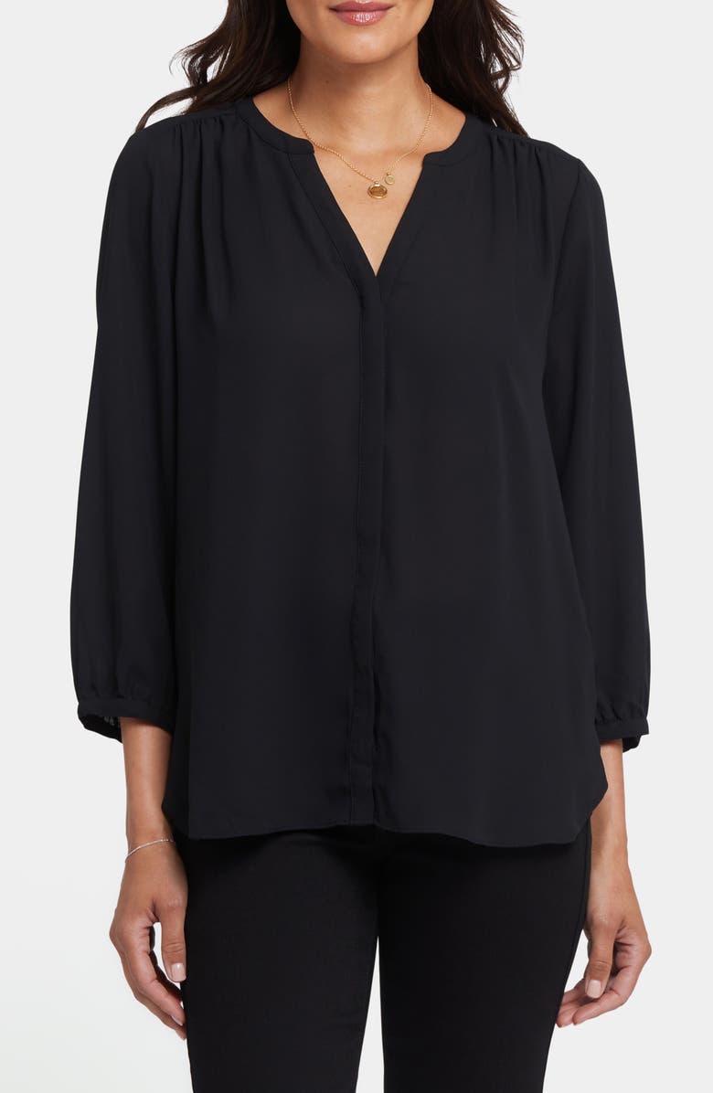 NYDJ Pintuck Blouse, Main, color, Black