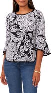 Chaus Paisley Print Bell Sleeve Top