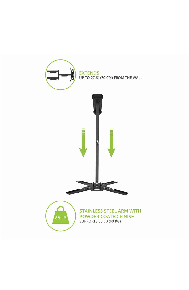 Kanto PS400SG Stainless Steel Full-Motion Single Stud Outdoor Mount for 30 to 70 Inch TVs, Alternate, color, Black