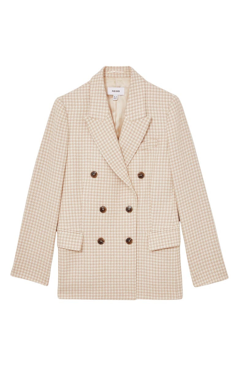 Reiss Bella Check Double Breasted Blazer, Alternate, color, Neutral Check