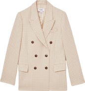 Reiss Bella Check Double Breasted Blazer