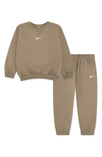 Nike Kids' Essential Fleece Sweatshirt & Joggers Set In Brown