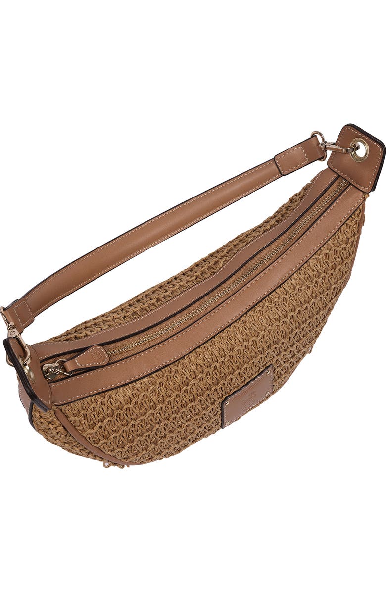 Tommy Bahama Logo Debossed Raffia Shoulder Bag, Alternate, color, Tan