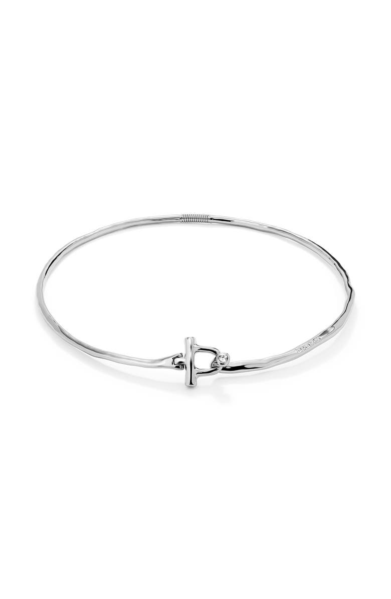 UNODE50 Rigid Necklace With Front Clasp Plated In Sterling Silver With White Topaz, Alternate, color, Metallic Silver