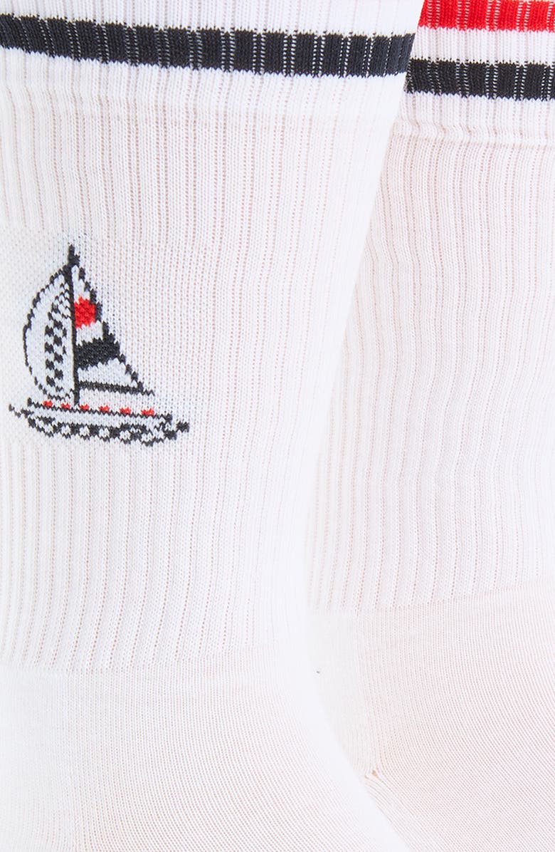 Thom Browne Funmix Intarsia Athletic Crew Socks, Alternate, color, White