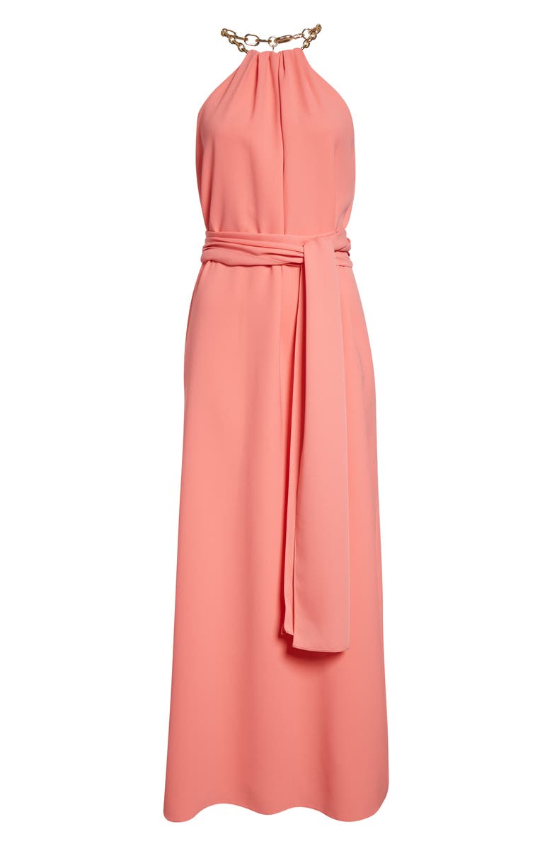 Carolina Herrera Crepe Halter Neck Dress, Alternate, color, Sunset