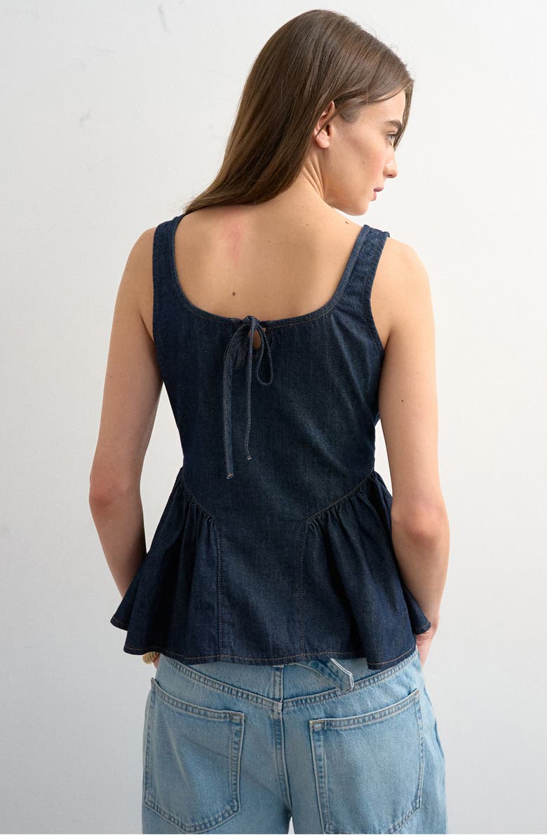 Topshop Denim Peplum Tank, Alternate, color,