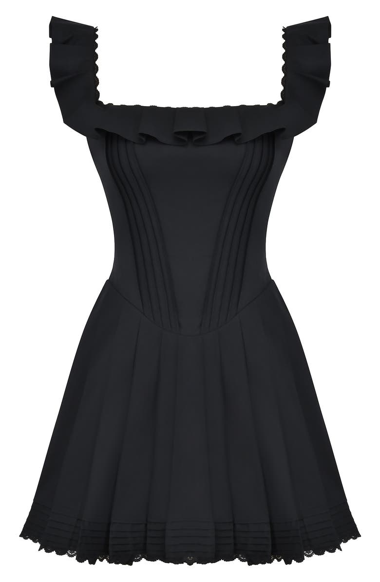 HOUSE OF CB Jemima Ruffle Cotton Blend Sundress, Alternate, color, Black