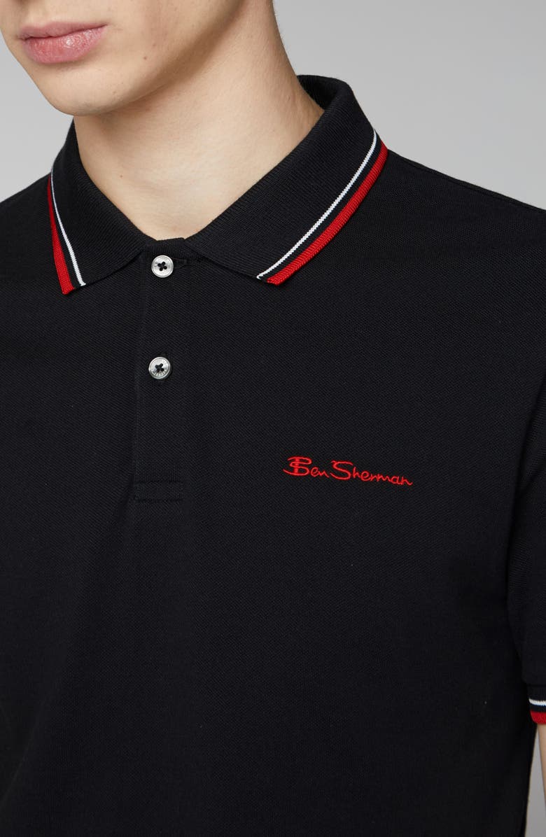 Ben Sherman Signature Tipped Organic Cotton Piqué Polo Shirt, Alternate, color, 