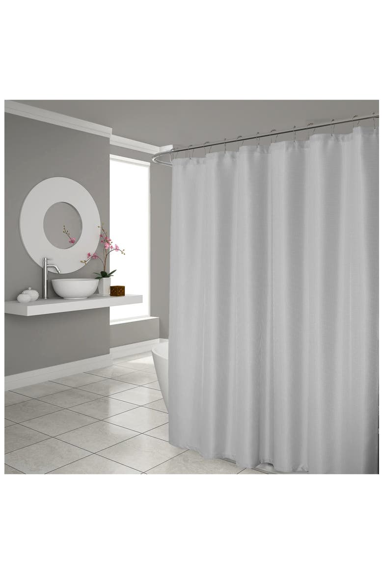 Hotel Collection Waffle Shower Curtain, Main, color, SILVER