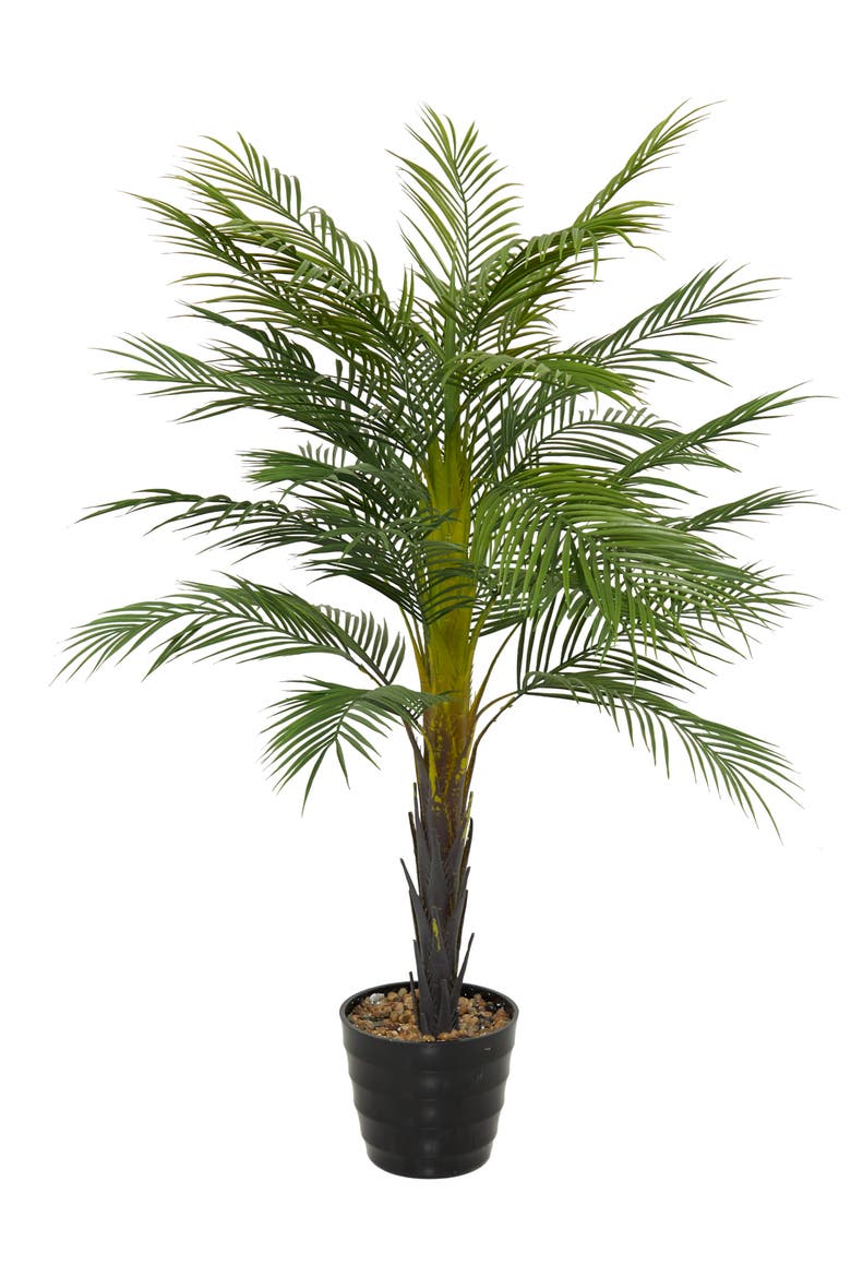 Green Faux Foliage Artificial Palm Tree, Main, color, GREEN