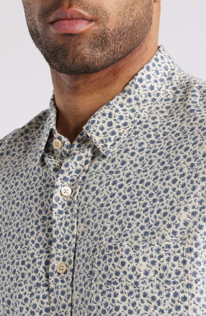 Rails Carson Floral Short Sleeve Stretch Linen Blend Button-Up Shirt, Alternate, color, 