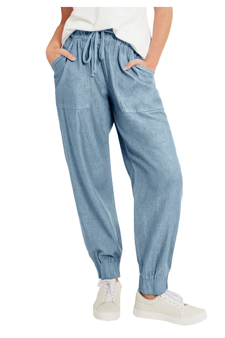 Drawstring Denim Jogger, Main, color, LIGHT STONEWASH