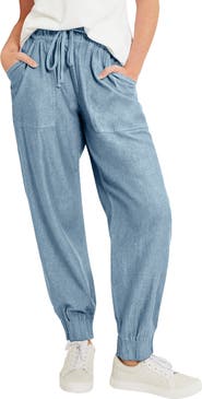 June + Vie Drawstring Denim Jogger