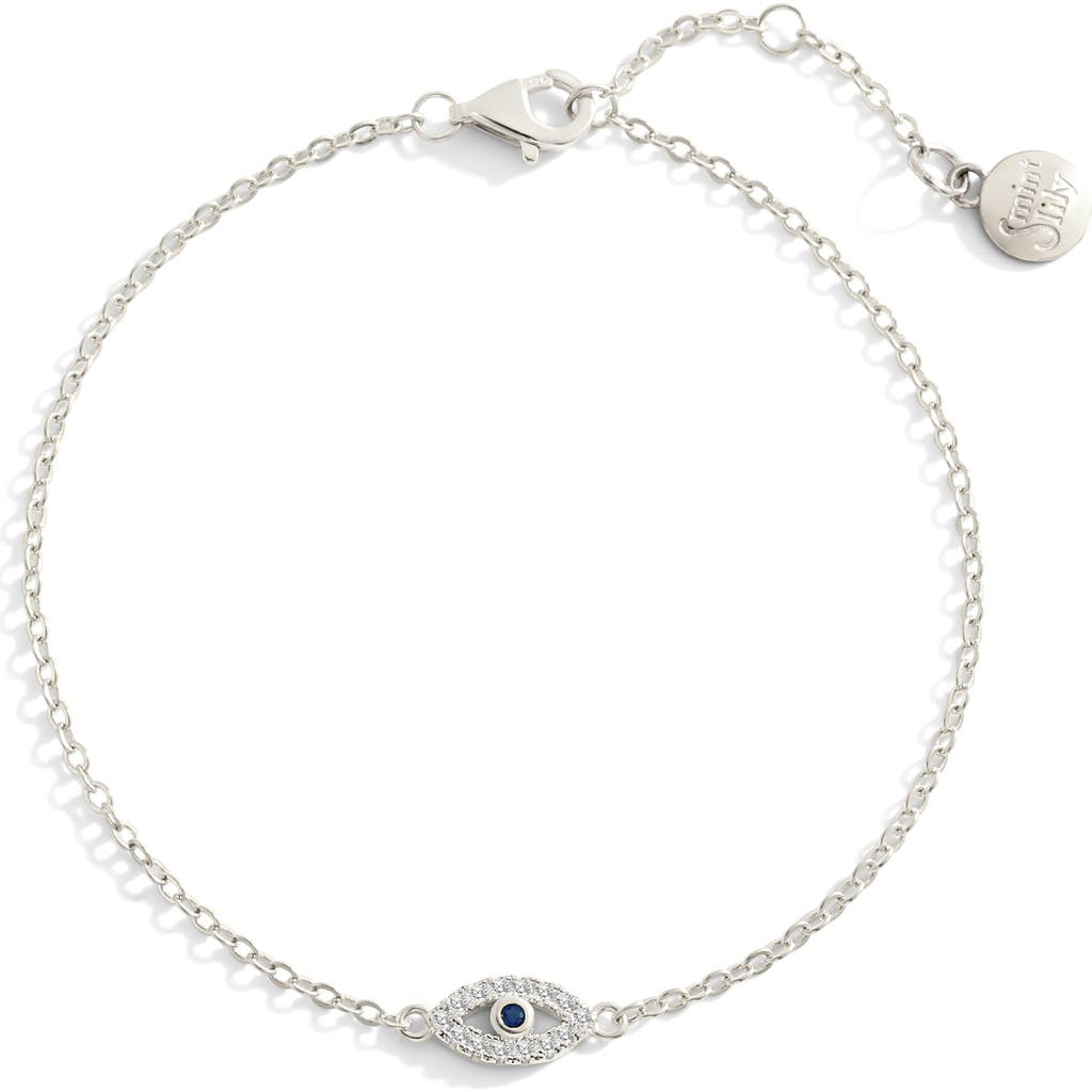 Mint & Lily Dainty Evil Eye Charm Bracelet In Silver