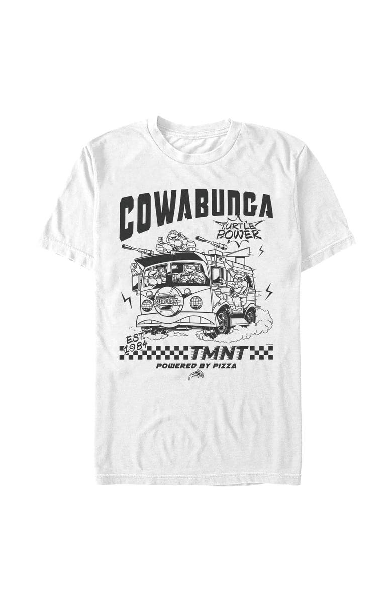 TEENAGE MUTANT NINJA TURTLES Men's Teenage Mutant Ninja Turtles Cowabunga Team Power Race Graphic T-Shirt, Alternate, color, White