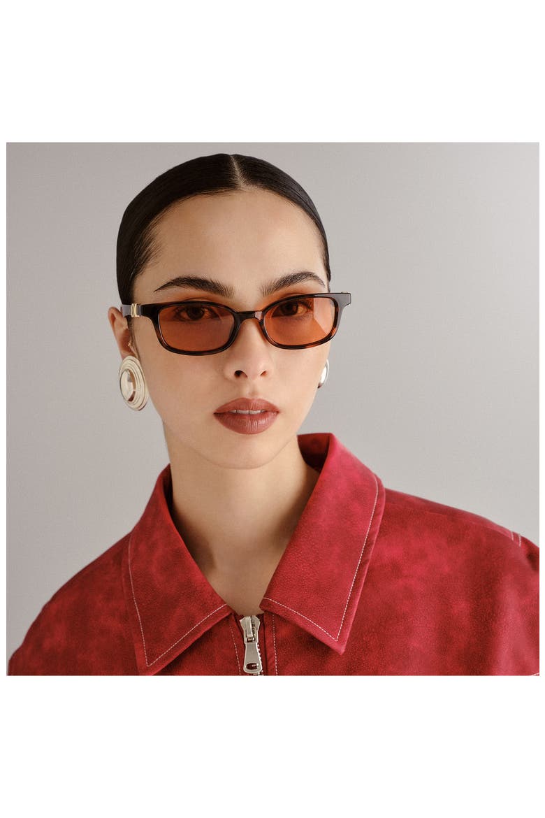 Confidential 51mm Rectangular Sunglasses, Alternate, color, DARK TORT/ AMBER TINT