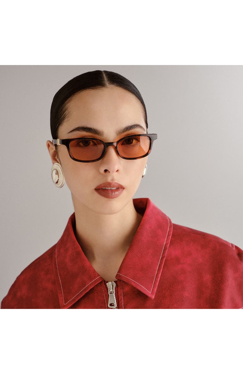 Le Specs Confidential 51mm Rectangular Sunglasses, Alternate, color, Dark Tort/ Amber Tint