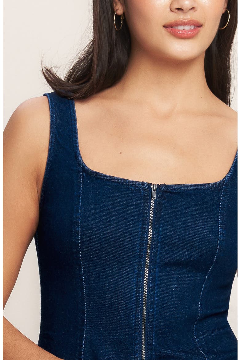 Denim Minidress, Alternate, color, MEDIUM INDIGO