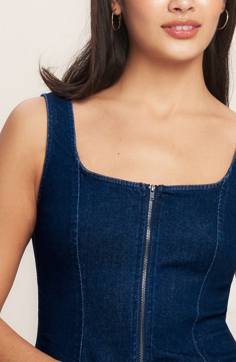 FLYING TOMATO Denim Minidress, Alternate, color, Medium Indigo