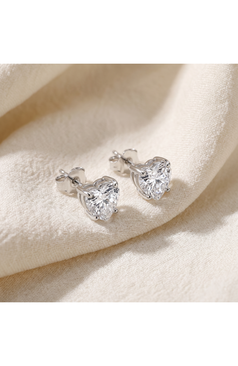Bliss Diamond 2Ct TW Heart Shape Diamond Studs Lab Grown 14k Gold, Alternate, color, 14K White Gold