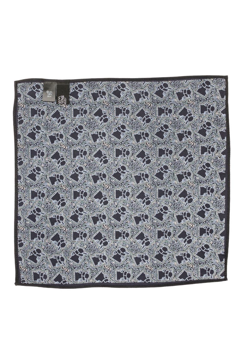 Grogu Silk Pocket Square, Alternate, color, NAVY