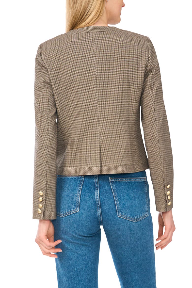 Houndstooth Collarless Crop Blazer, Alternate, color, SADDLE BROWN