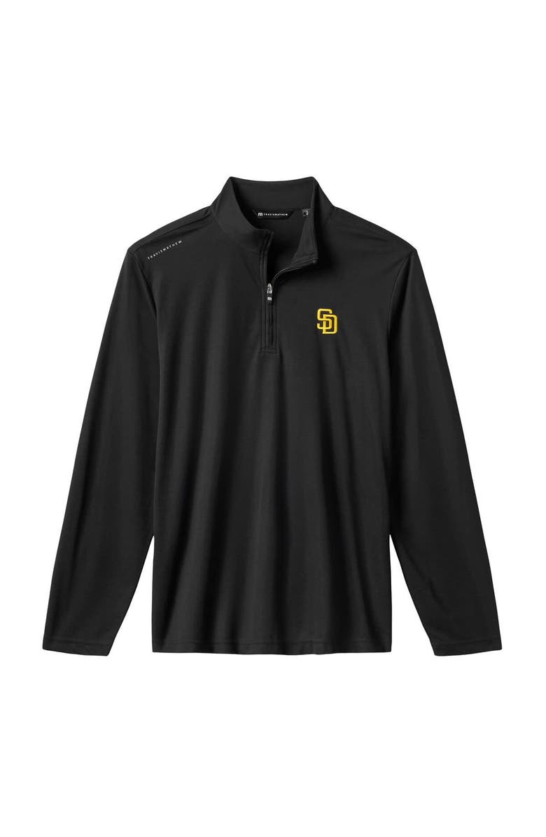 TravisMathew Men's TravisMathew  Black San Diego Padres Time to Tailgate Tri-Blend Quarter-Zip Pullover, Alternate, color, Black