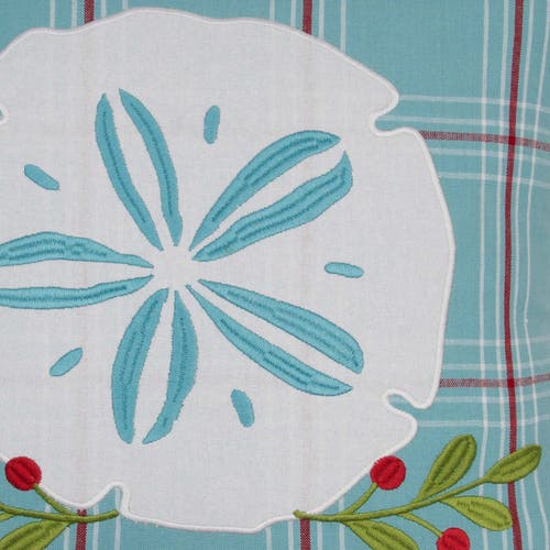 C & F Home C&f Home Plaid Sand Dollar Christmas Throw Pillow, 18" X 18" In Blue