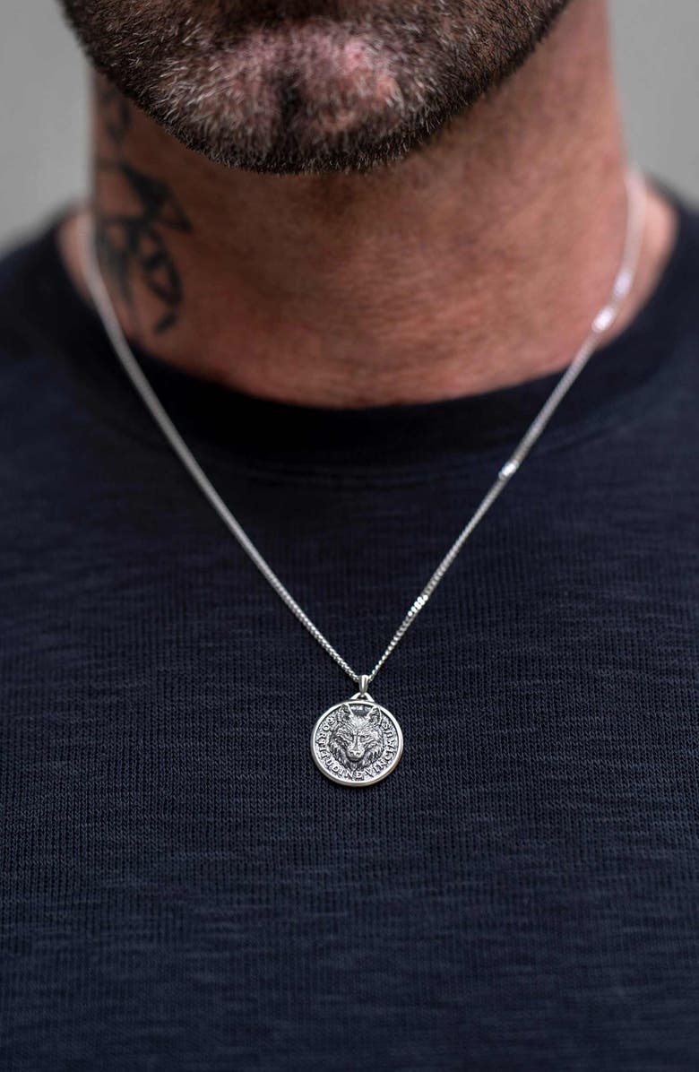 Vincero Men's Wolf Pendant Necklace, Alternate, color, Silver